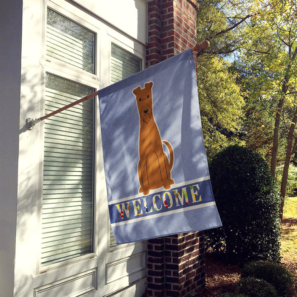 Irish Terrier Welcome House Flag 28x40 Porch Sleeve Pole Decorative Outside Yard Banner Artwork Wall Hanging, Polyester