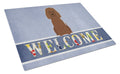 Irish Water Spaniel Welcome Cutting Board Tempered Glass Kitchen Cutting Surface, Heat Resistant Chopping, Non-Slip Feet, Food Prep & Serving