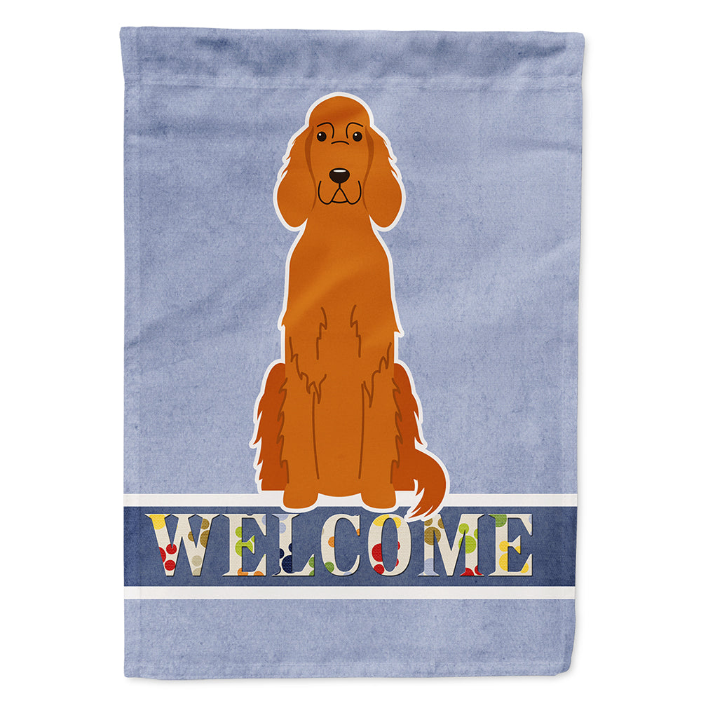 Irish Setter Welcome House Flag 28x40 Porch Sleeve Pole Decorative Outside Yard Banner Artwork Wall Hanging, Polyester