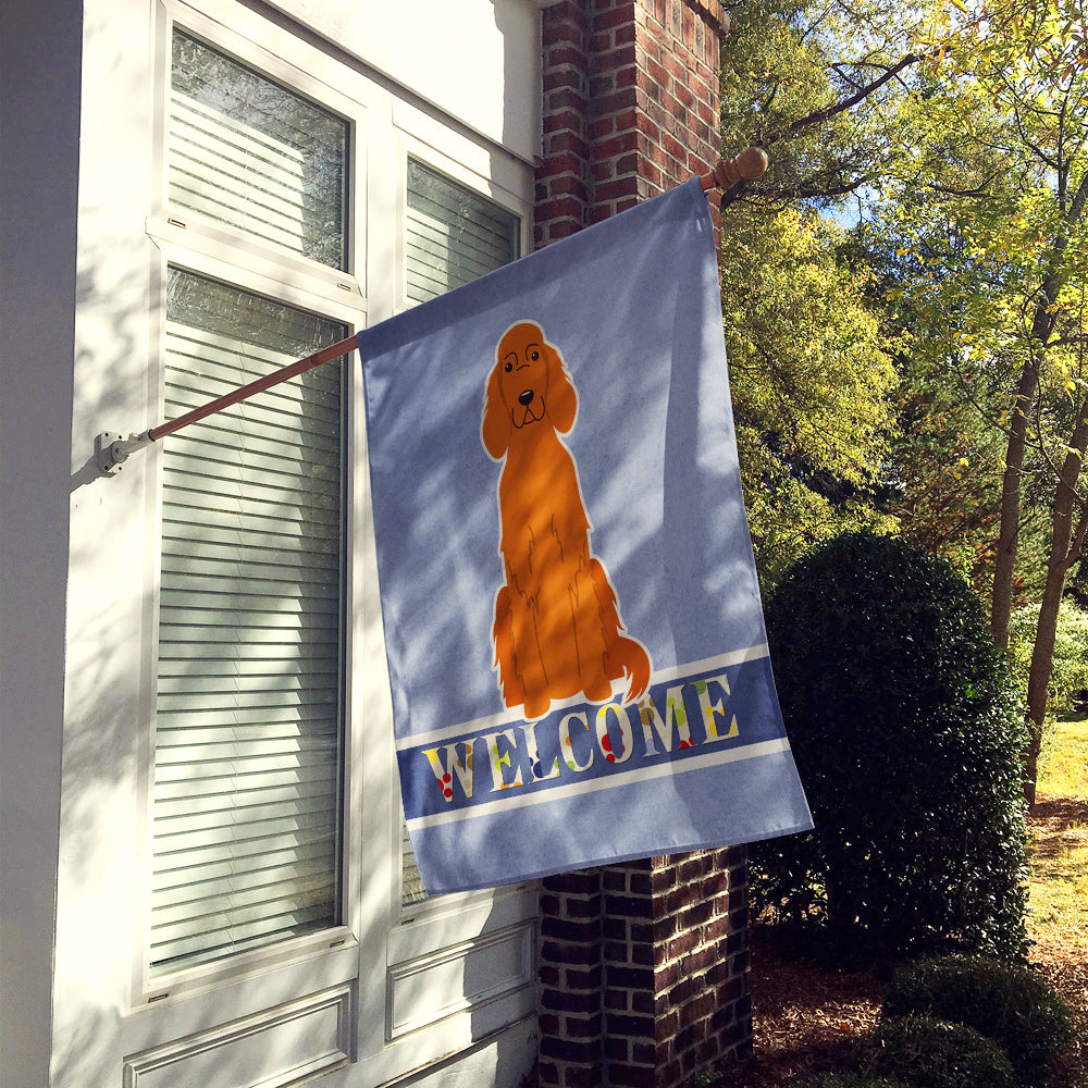 Irish Setter Welcome House Flag 28x40 Porch Sleeve Pole Decorative Outside Yard Banner Artwork Wall Hanging, Polyester