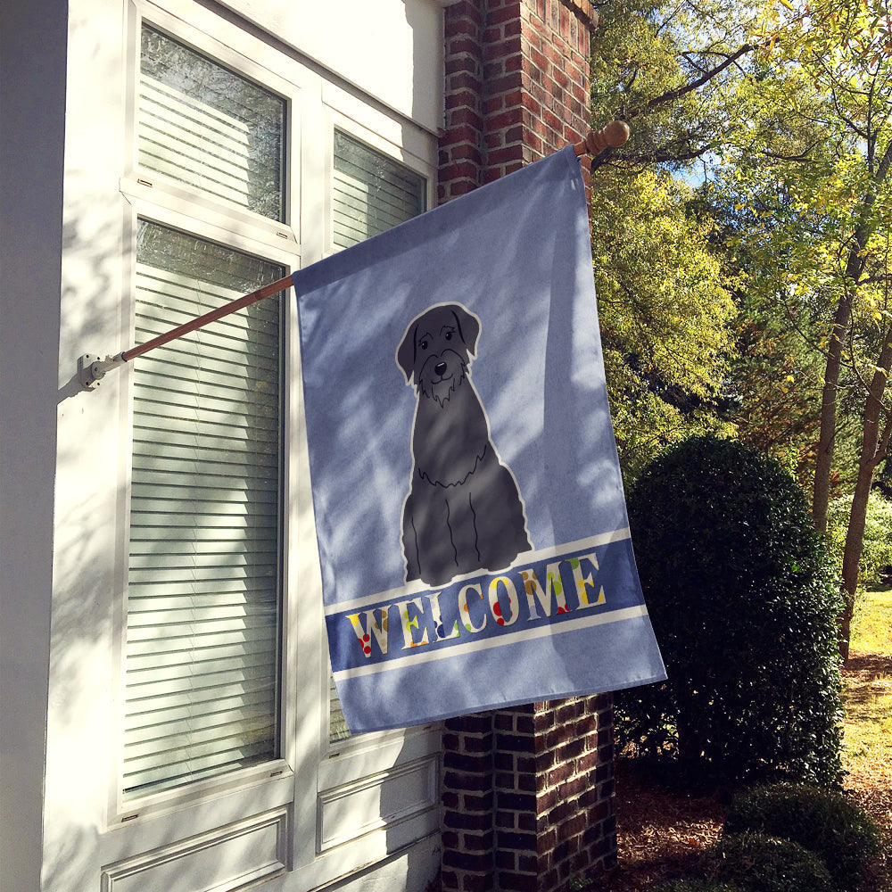 Giant Schnauzer Welcome House Flag 28x40 Porch Sleeve Pole Decorative Outside Yard Banner Artwork Wall Hanging, Polyester