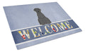 Giant Schnauzer Welcome Cutting Board Tempered Glass Kitchen Cutting Surface, Heat Resistant Chopping, Non-Slip Feet, Food Prep & Serving