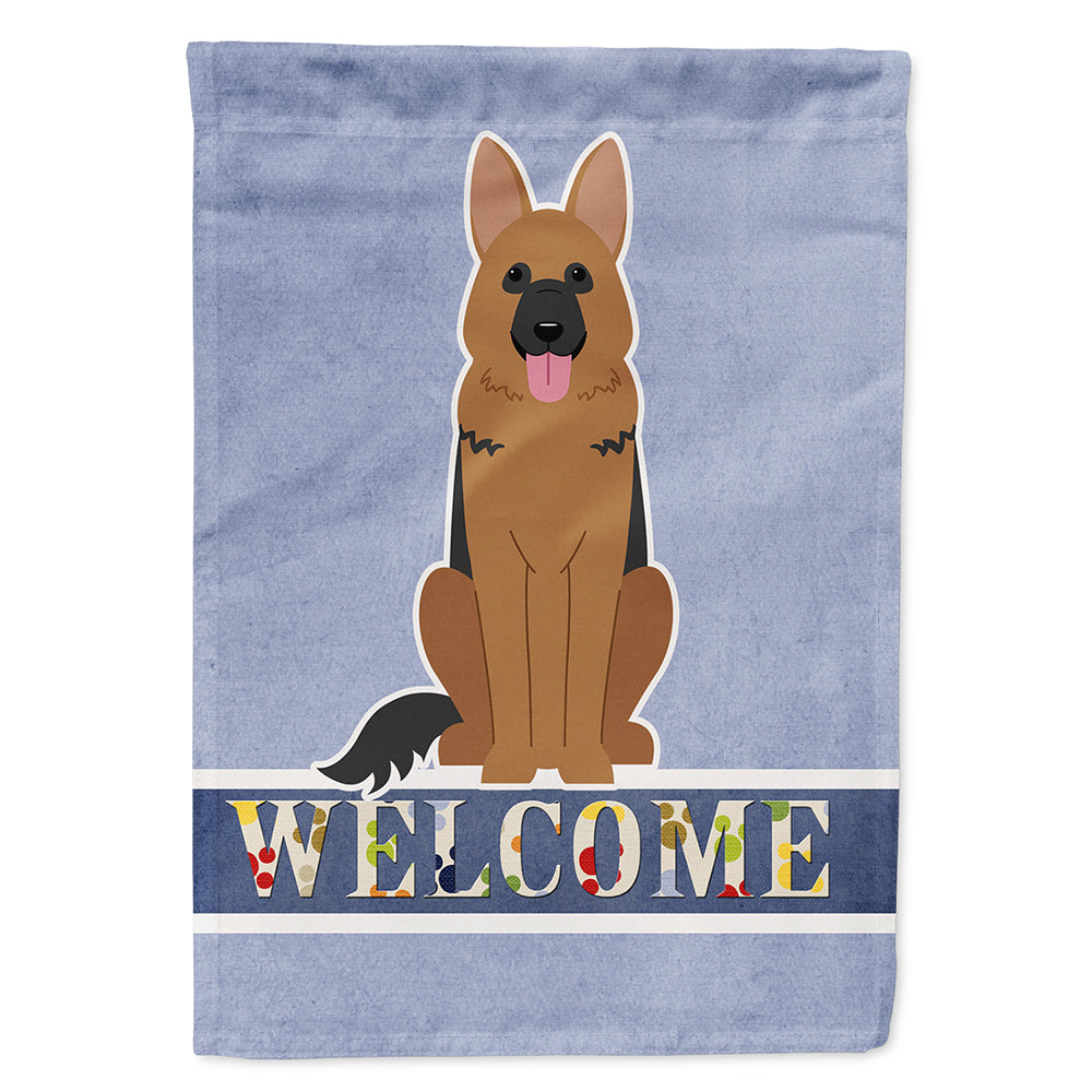 German Shepherd Welcome House Flag 28x40 Porch Sleeve Pole Decorative Outside Yard Banner Artwork Wall Hanging, Polyester