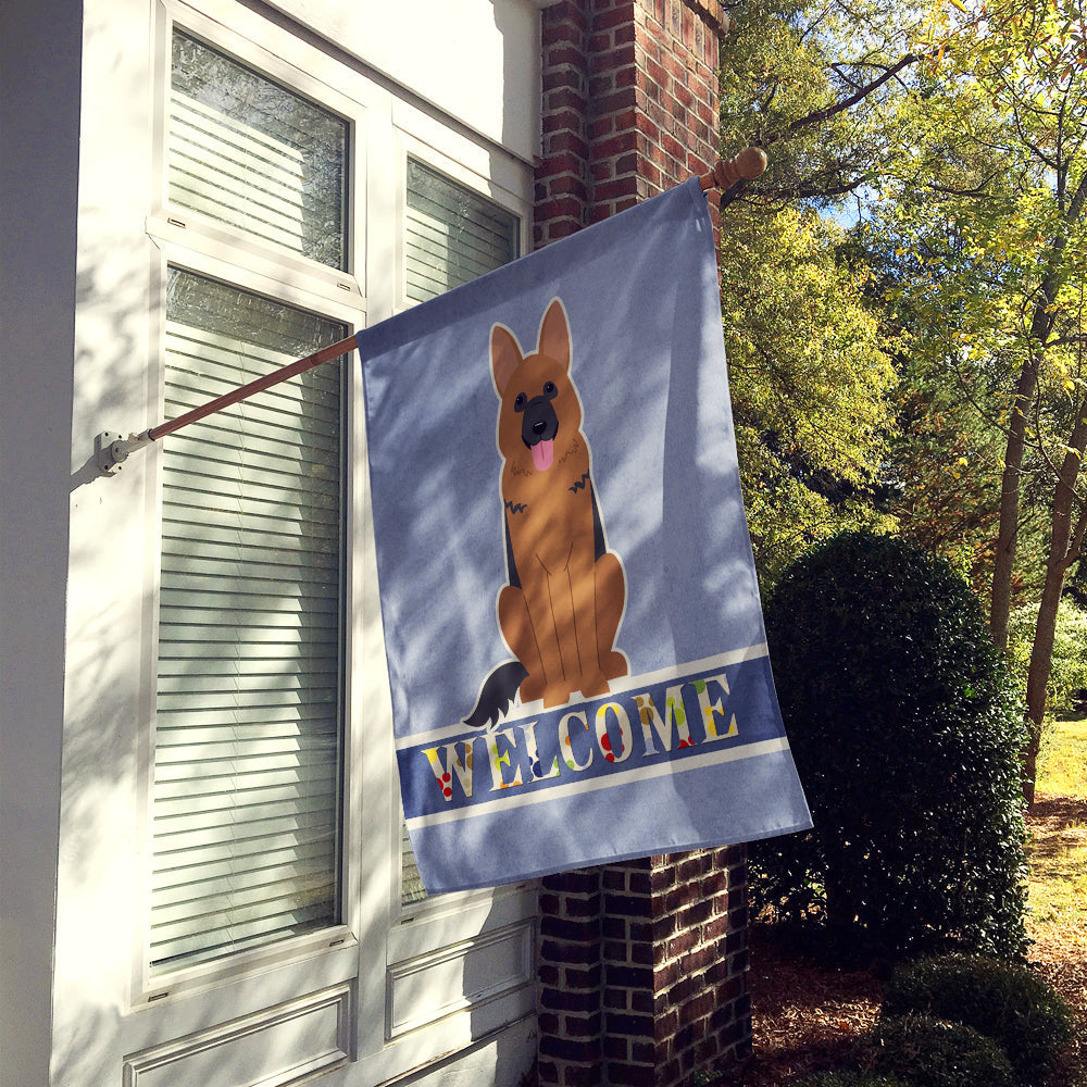 German Shepherd Welcome House Flag 28x40 Porch Sleeve Pole Decorative Outside Yard Banner Artwork Wall Hanging, Polyester