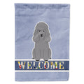 Poodle Silver Welcome House Flag 28x40 Porch Sleeve Pole Decorative Outside Yard Banner Artwork Wall Hanging, Polyester