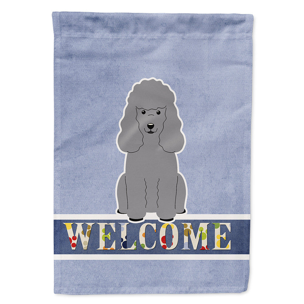 Poodle Silver Welcome House Flag 28x40 Porch Sleeve Pole Decorative Outside Yard Banner Artwork Wall Hanging, Polyester