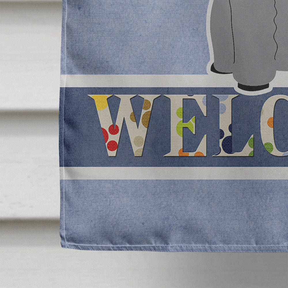 Poodle Silver Welcome House Flag 28x40 Porch Sleeve Pole Decorative Outside Yard Banner Artwork Wall Hanging, Polyester