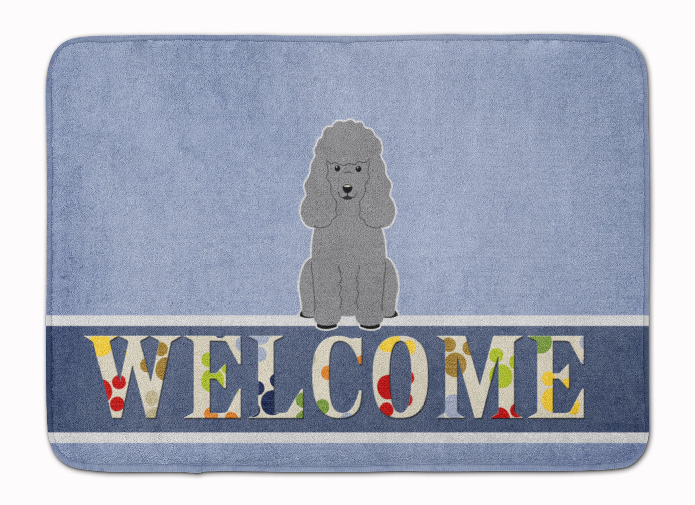 Poodle Silver Welcome Memory Foam Kitchen Mat Machine Washable Anti-Fatigue Cushion Comfort Bath or Kitchen Rug