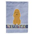 Poodle Tan Welcome House Flag 28x40 Porch Sleeve Pole Decorative Outside Yard Banner Artwork Wall Hanging, Polyester