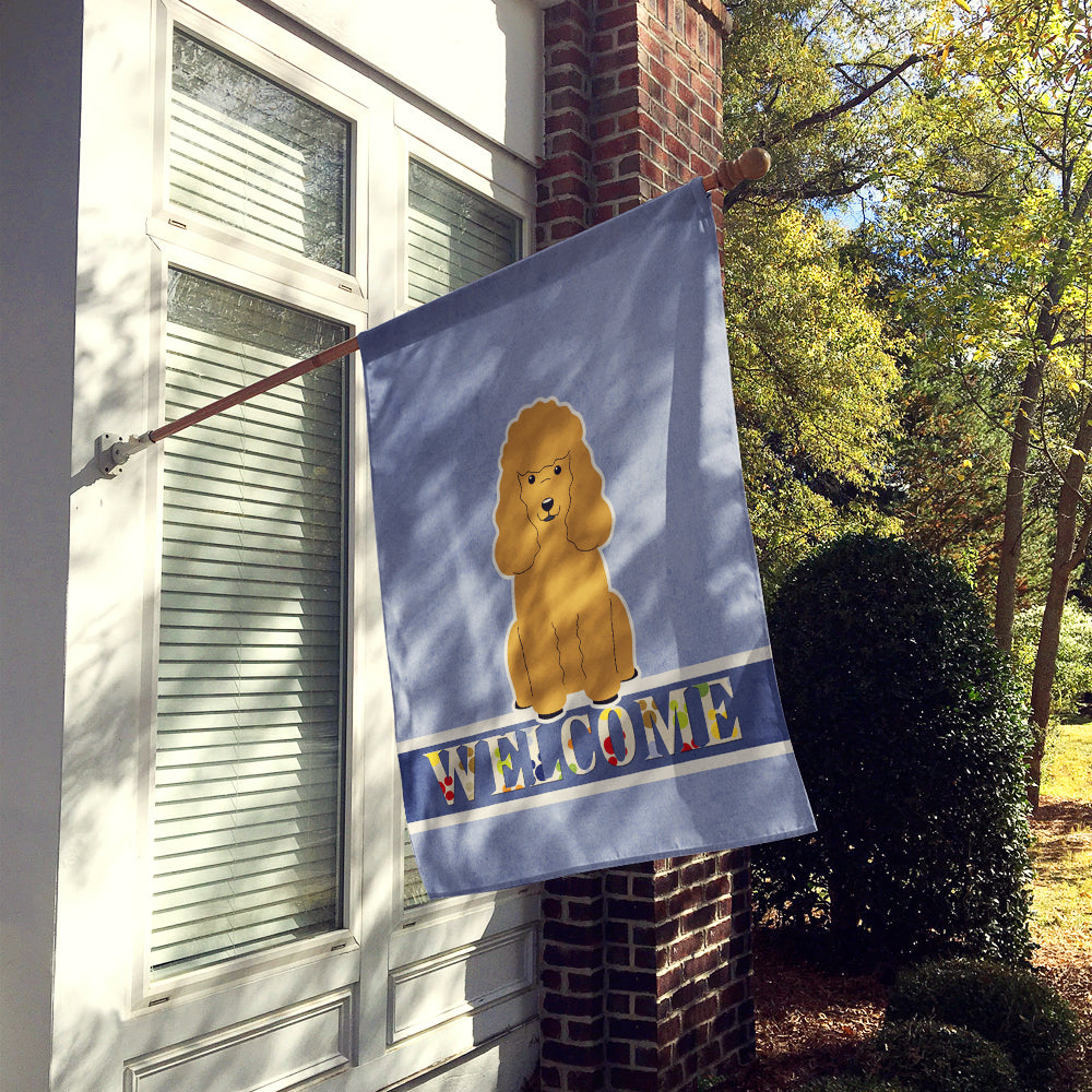 Poodle Tan Welcome House Flag 28x40 Porch Sleeve Pole Decorative Outside Yard Banner Artwork Wall Hanging, Polyester