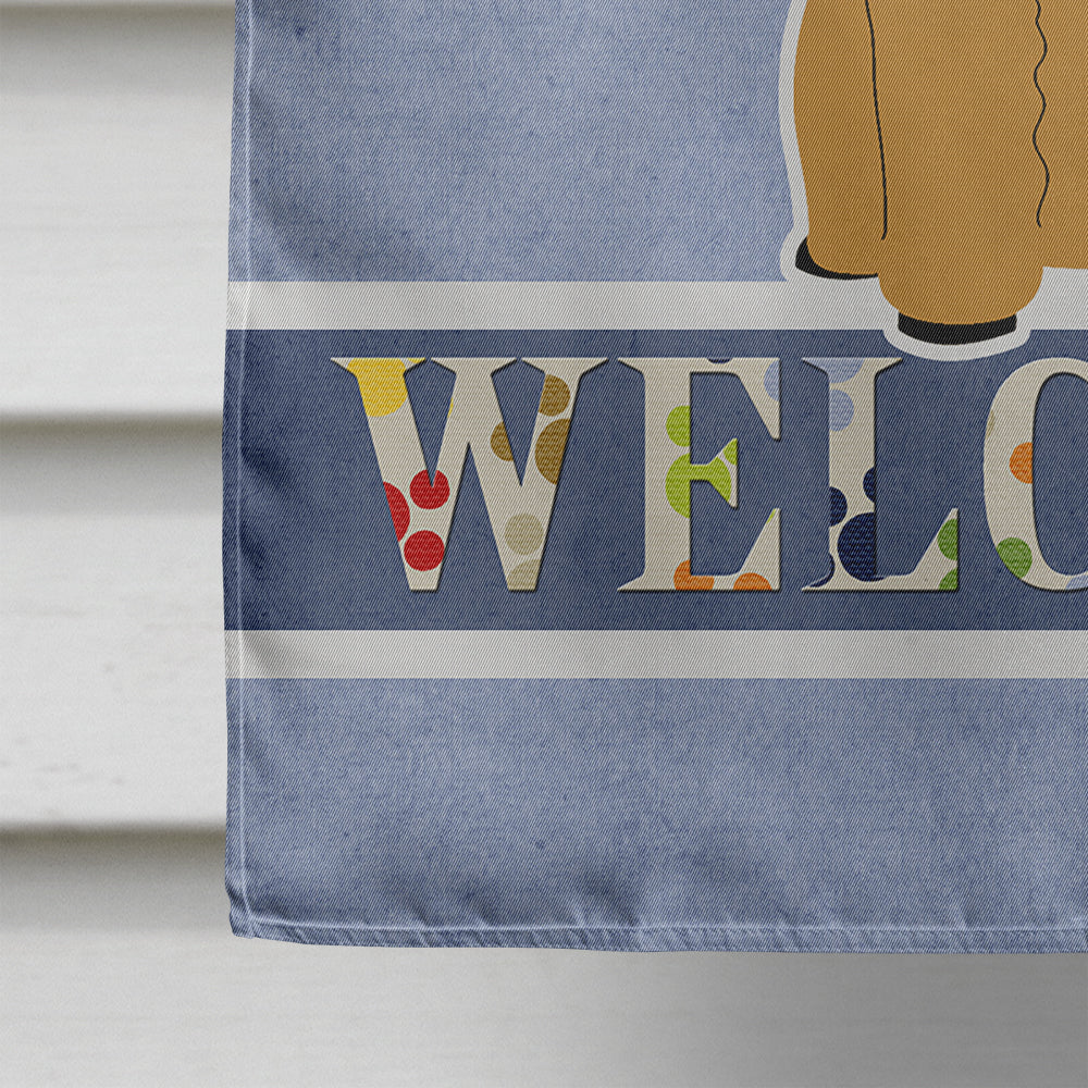Poodle Tan Welcome House Flag 28x40 Porch Sleeve Pole Decorative Outside Yard Banner Artwork Wall Hanging, Polyester