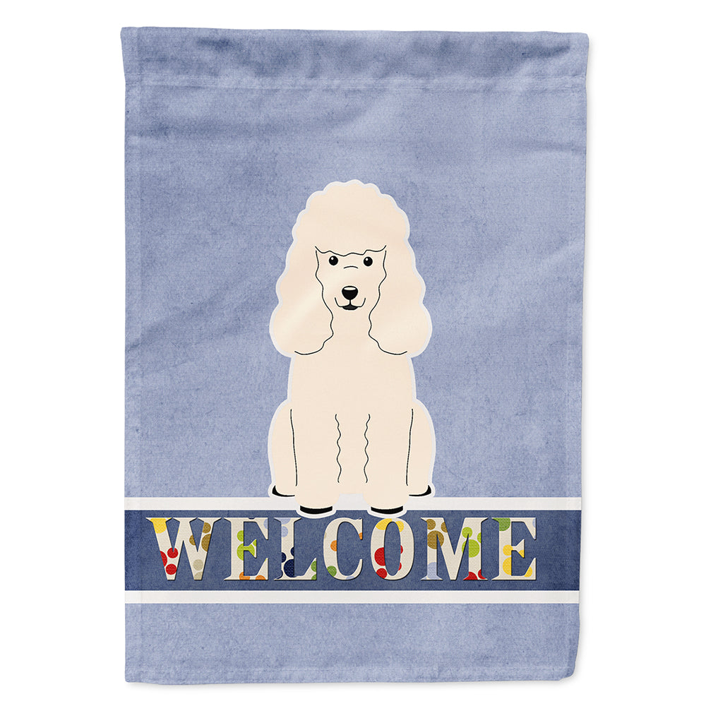 Poodle White Welcome House Flag 28x40 Porch Sleeve Pole Decorative Outside Yard Banner Artwork Wall Hanging, Polyester