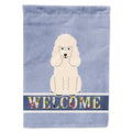 Poodle White Welcome House Flag 28x40 Porch Sleeve Pole Decorative Outside Yard Banner Artwork Wall Hanging, Polyester