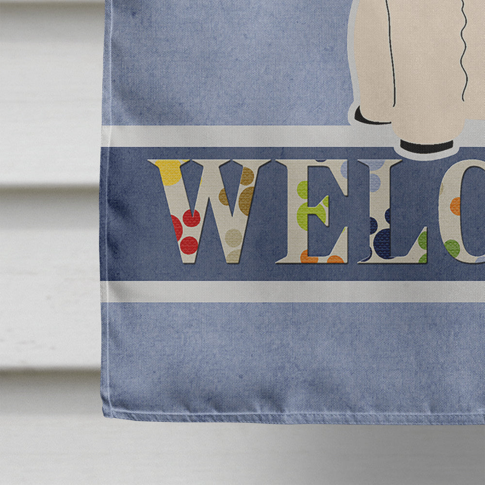 Poodle White Welcome House Flag 28x40 Porch Sleeve Pole Decorative Outside Yard Banner Artwork Wall Hanging, Polyester
