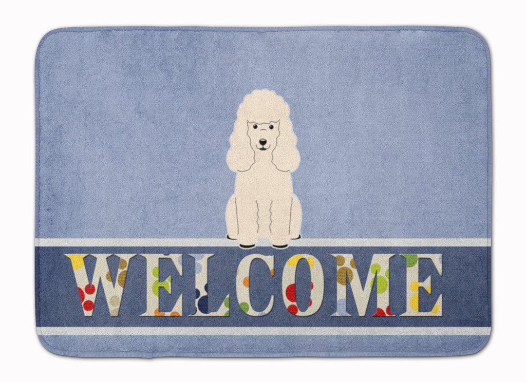 Poodle White Welcome Memory Foam Kitchen Mat Machine Washable Anti-Fatigue Cushion Comfort Bath or Kitchen Rug
