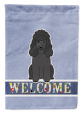 Poodle Black Welcome House Flag 28x40 Porch Sleeve Pole Decorative Outside Yard Banner Artwork Wall Hanging, Polyester