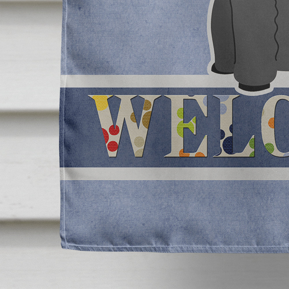 Poodle Black Welcome House Flag 28x40 Porch Sleeve Pole Decorative Outside Yard Banner Artwork Wall Hanging, Polyester