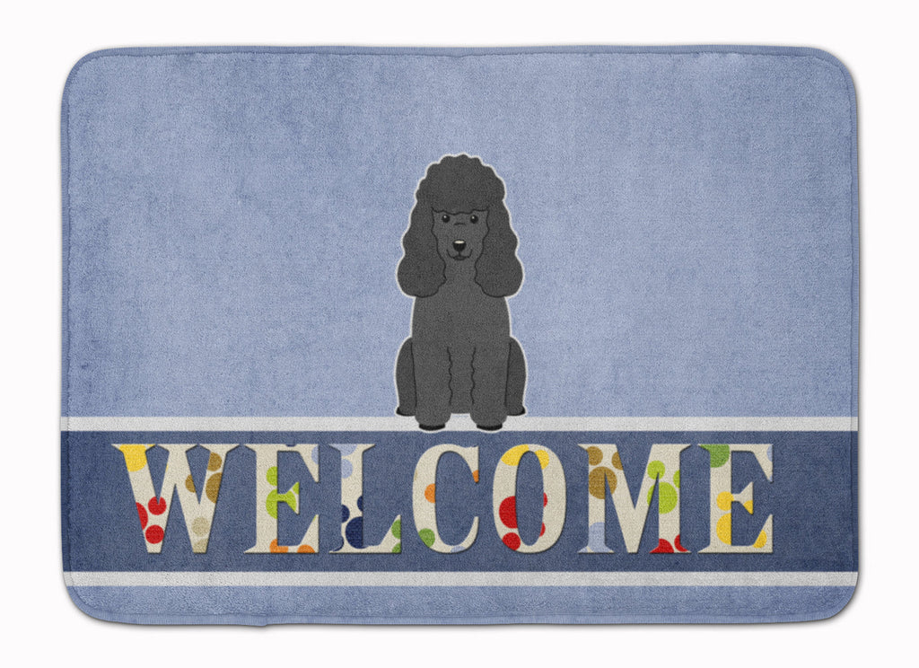 Poodle Black Welcome Memory Foam Kitchen Mat Machine Washable Anti-Fatigue Cushion Comfort Bath or Kitchen Rug