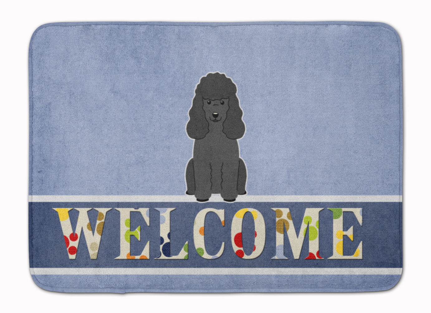 Poodle Black Welcome Memory Foam Kitchen Mat Machine Washable Anti-Fatigue Cushion Comfort Bath or Kitchen Rug