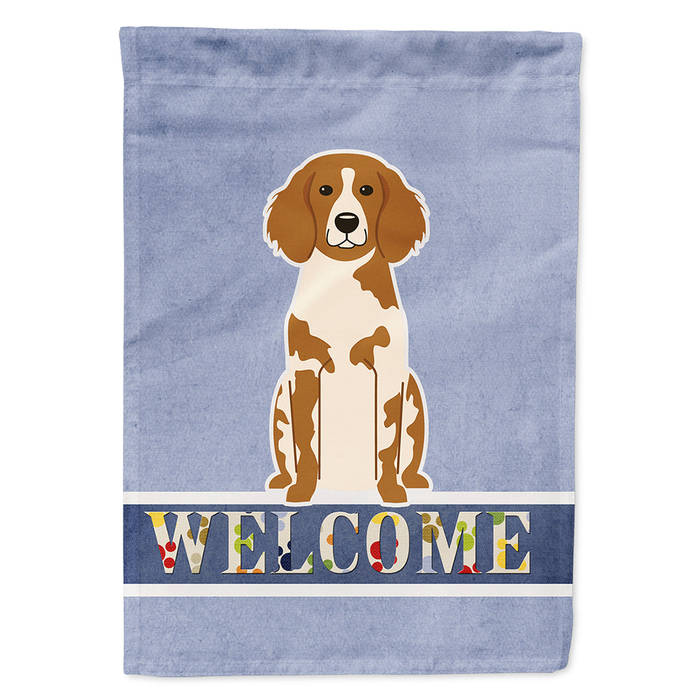 Brittany Spaniel Welcome House Flag 28x40 Porch Sleeve Pole Decorative Outside Yard Banner Artwork Wall Hanging, Polyester