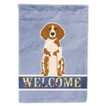 Brittany Spaniel Welcome House Flag 28x40 Porch Sleeve Pole Decorative Outside Yard Banner Artwork Wall Hanging, Polyester
