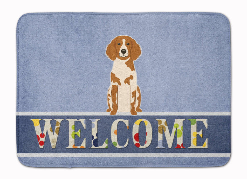 Brittany Spaniel Welcome Memory Foam Kitchen Mat Machine Washable Anti-Fatigue Cushion Comfort Bath or Kitchen Rug