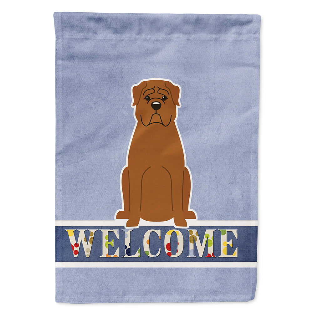 Dogue de Bourdeaux Welcome House Flag 28x40 Porch Sleeve Pole Decorative Outside Yard Banner Artwork Wall Hanging, Polyester