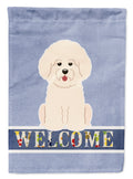 Bichon Frise Welcome House Flag 28x40 Porch Sleeve Pole Decorative Outside Yard Banner Artwork Wall Hanging, Polyester