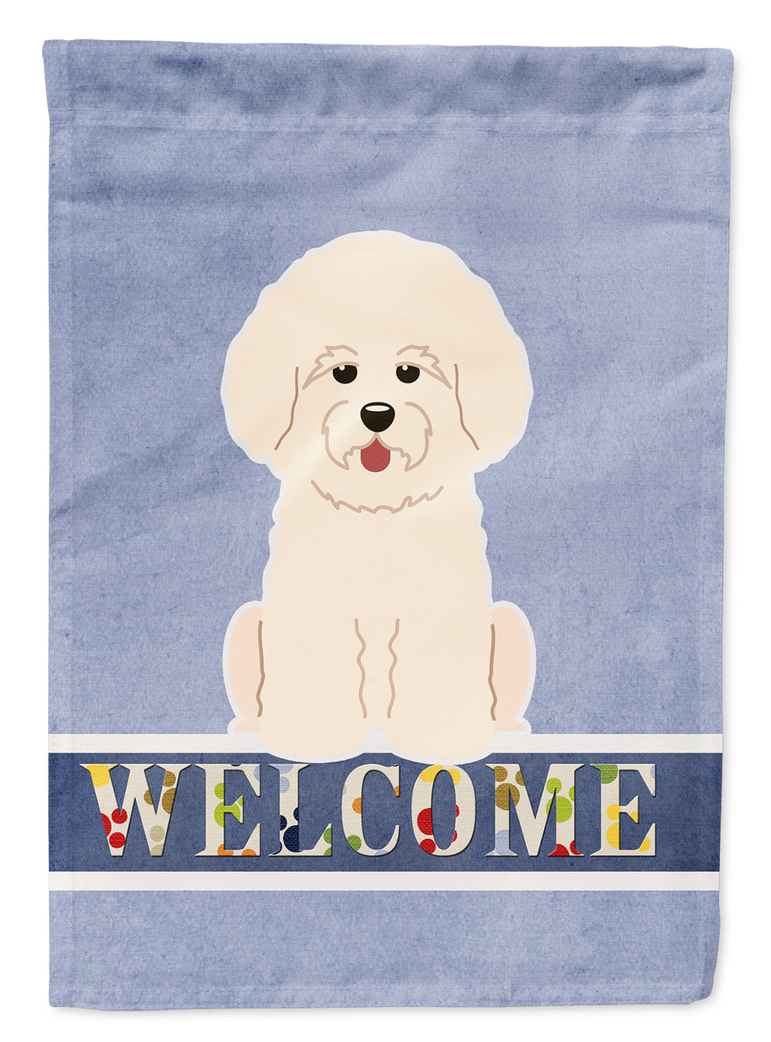 Bichon Frise Welcome House Flag 28x40 Porch Sleeve Pole Decorative Outside Yard Banner Artwork Wall Hanging, Polyester