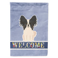 Papillon Black White Welcome House Flag 28x40 Porch Sleeve Pole Decorative Outside Yard Banner Artwork Wall Hanging, Polyester
