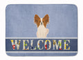 Papillon Red White Welcome Memory Foam Kitchen Mat Machine Washable Anti-Fatigue Cushion Comfort Bath or Kitchen Rug
