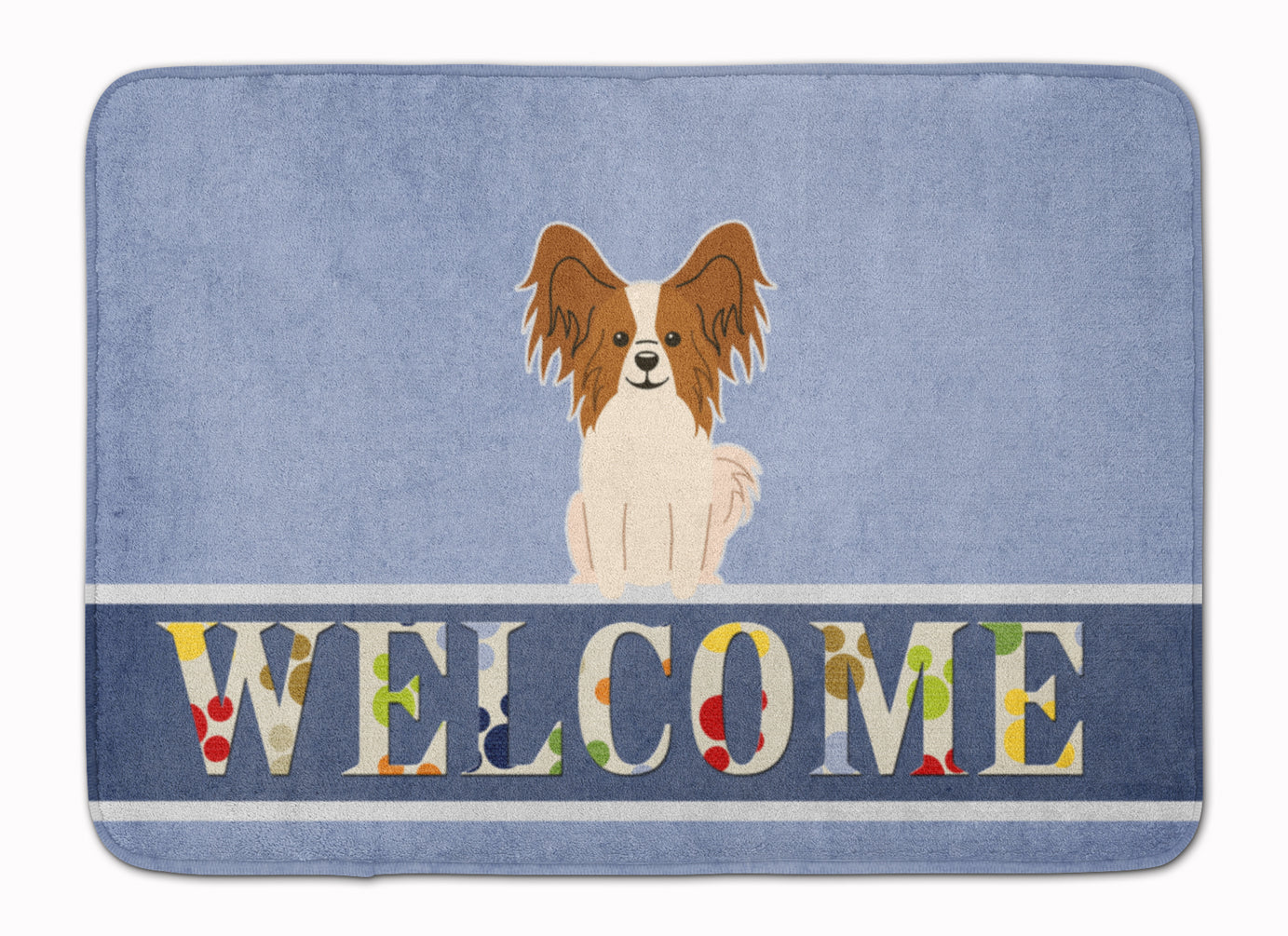 Papillon Red White Welcome Memory Foam Kitchen Mat Machine Washable Anti-Fatigue Cushion Comfort Bath or Kitchen Rug