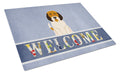 Petit Basset Griffon Veenden Welcome Cutting Board Tempered Glass Kitchen Cutting Surface, Heat Resistant Chopping, Non-Slip Feet, Food Prep & Serving