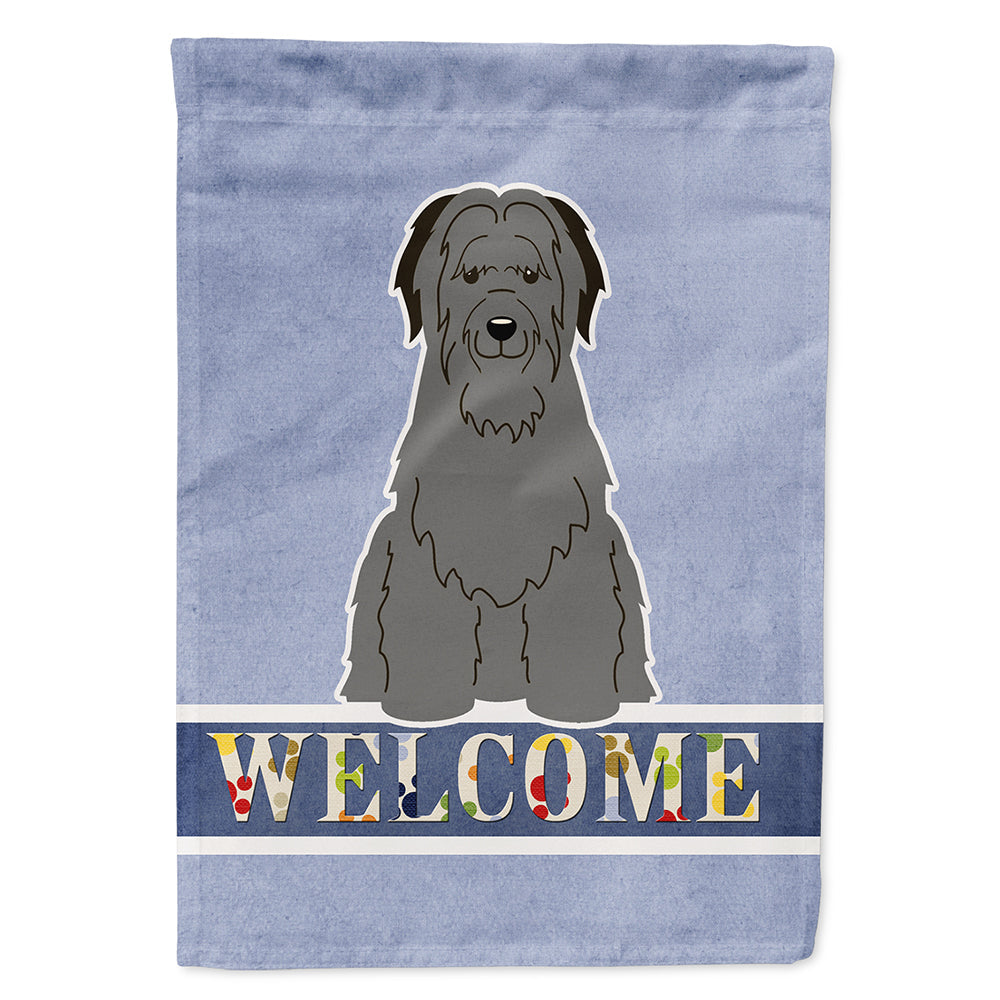 Briard Black Welcome House Flag 28x40 Porch Sleeve Pole Decorative Outside Yard Banner Artwork Wall Hanging, Polyester