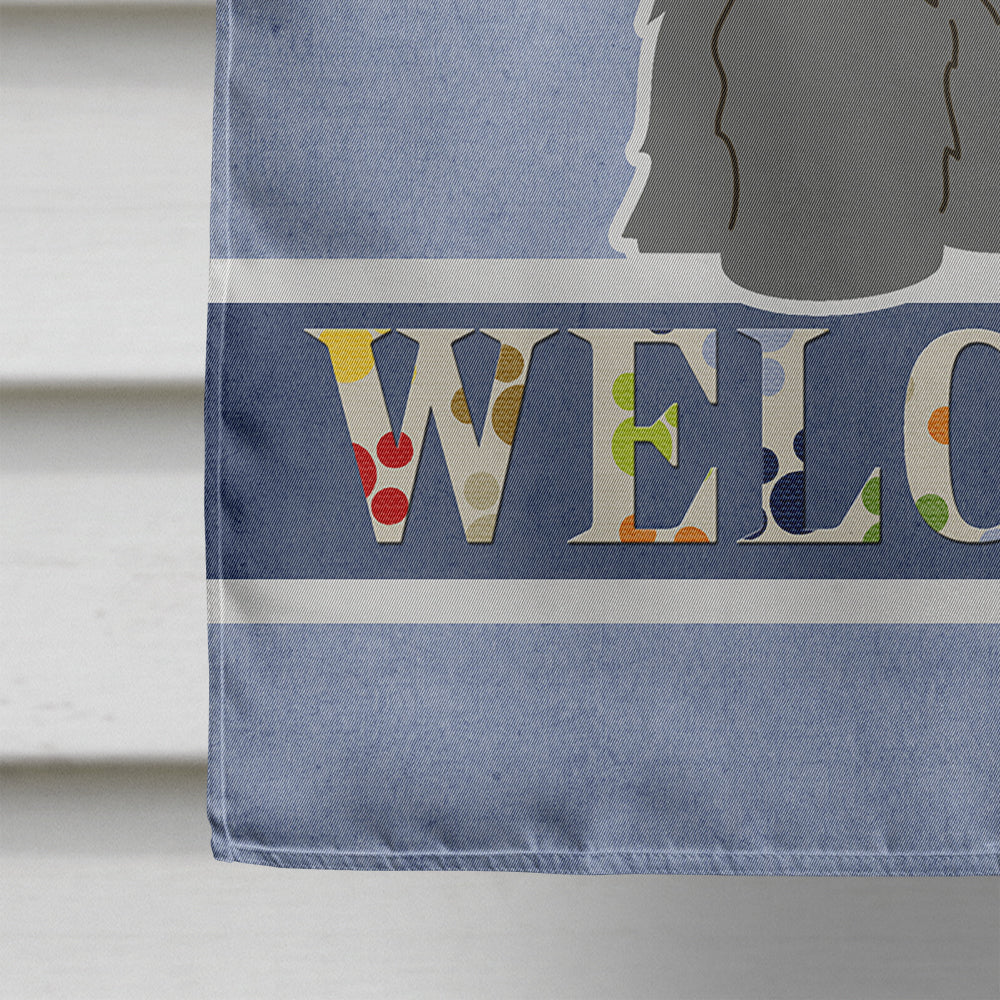 Briard Black Welcome House Flag 28x40 Porch Sleeve Pole Decorative Outside Yard Banner Artwork Wall Hanging, Polyester