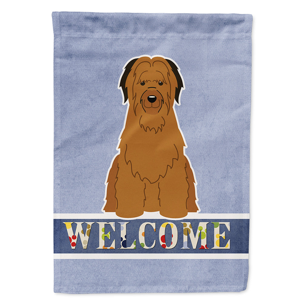 Briard Brown Welcome House Flag 28x40 Porch Sleeve Pole Decorative Outside Yard Banner Artwork Wall Hanging, Polyester