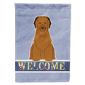 Briard Brown Welcome House Flag 28x40 Porch Sleeve Pole Decorative Outside Yard Banner Artwork Wall Hanging, Polyester
