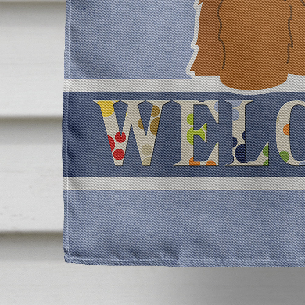 Briard Brown Welcome House Flag 28x40 Porch Sleeve Pole Decorative Outside Yard Banner Artwork Wall Hanging, Polyester