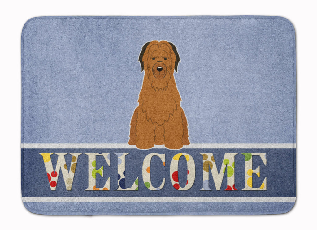 Briard Brown Welcome Memory Foam Kitchen Mat Machine Washable Anti-Fatigue Cushion Comfort Bath or Kitchen Rug