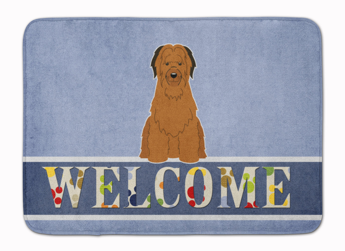 Briard Brown Welcome Memory Foam Kitchen Mat Machine Washable Anti-Fatigue Cushion Comfort Bath or Kitchen Rug