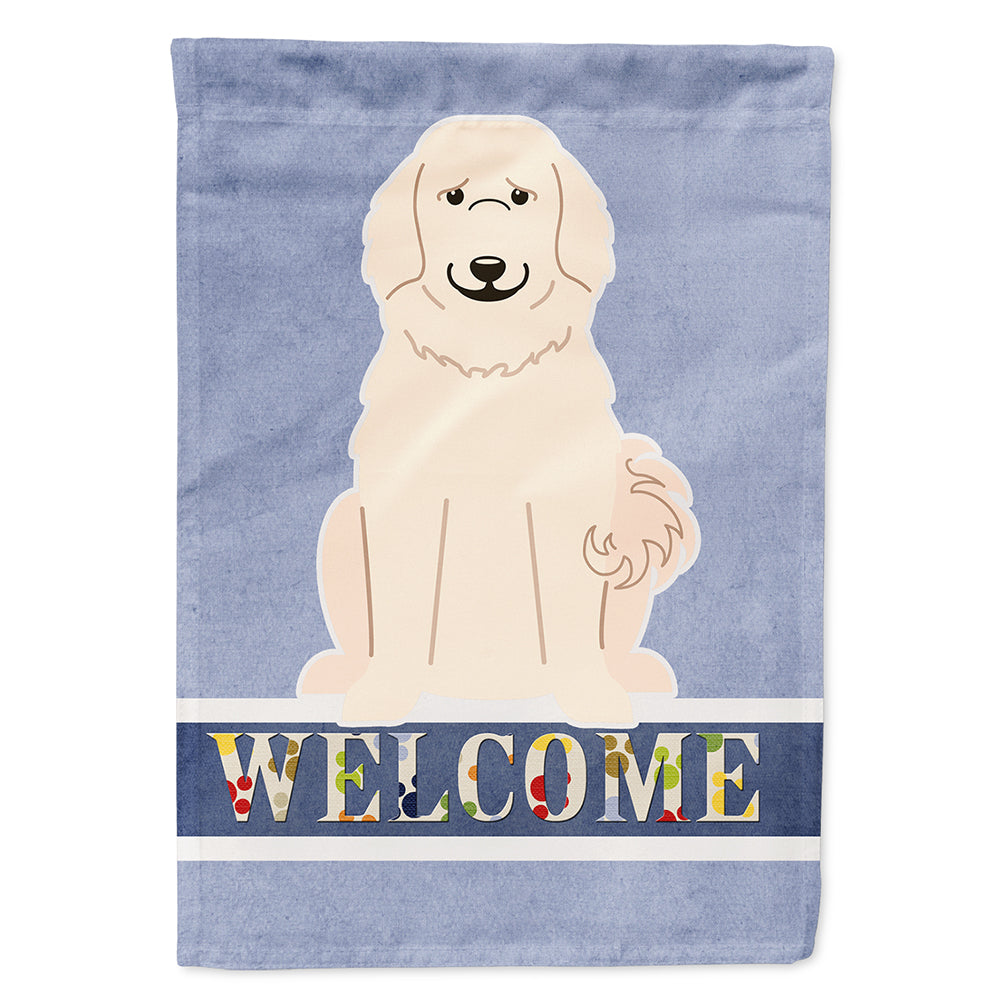 Great Pyrenese Welcome House Flag 28x40 Porch Sleeve Pole Decorative Outside Yard Banner Artwork Wall Hanging, Polyester