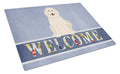Great Pyrenese Welcome Cutting Board Tempered Glass Kitchen Cutting Surface, Heat Resistant Chopping, Non-Slip Feet, Food Prep & Serving