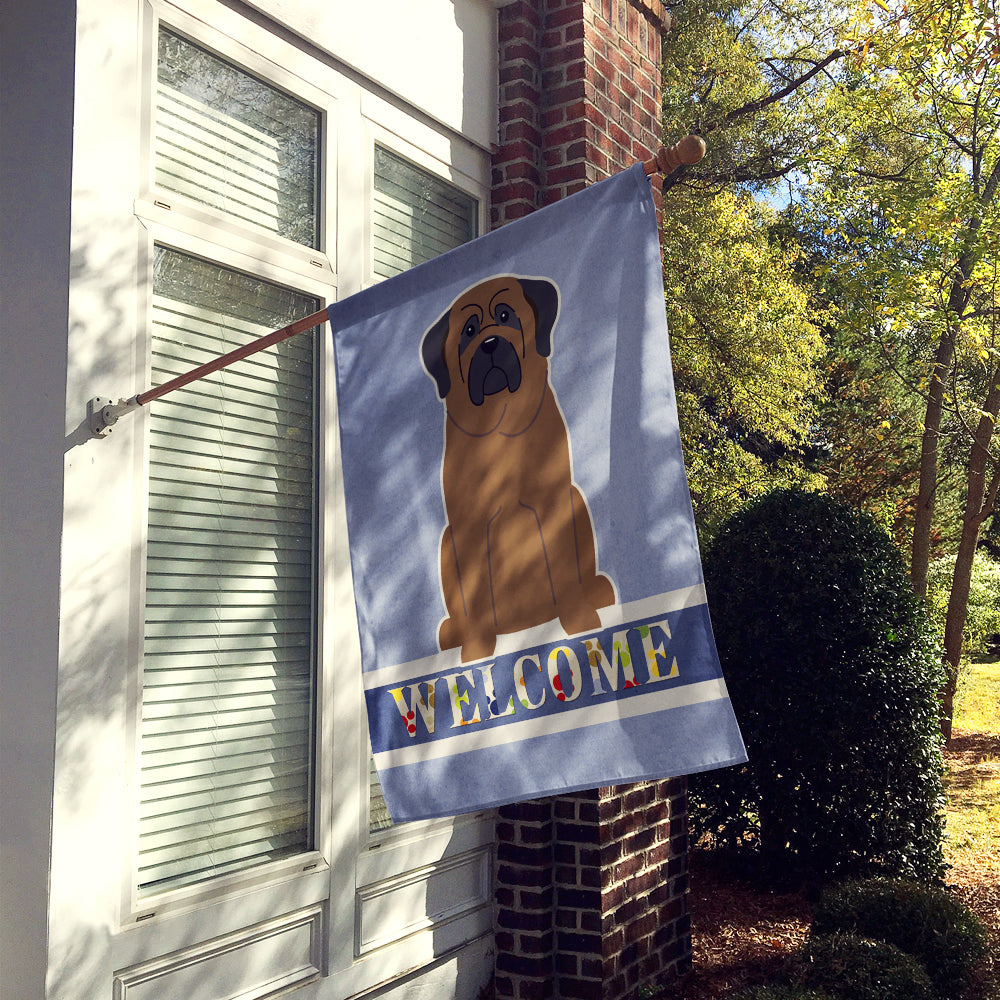 Bullmastiff Welcome House Flag 28x40 Porch Sleeve Pole Decorative Outside Yard Banner Artwork Wall Hanging, Polyester