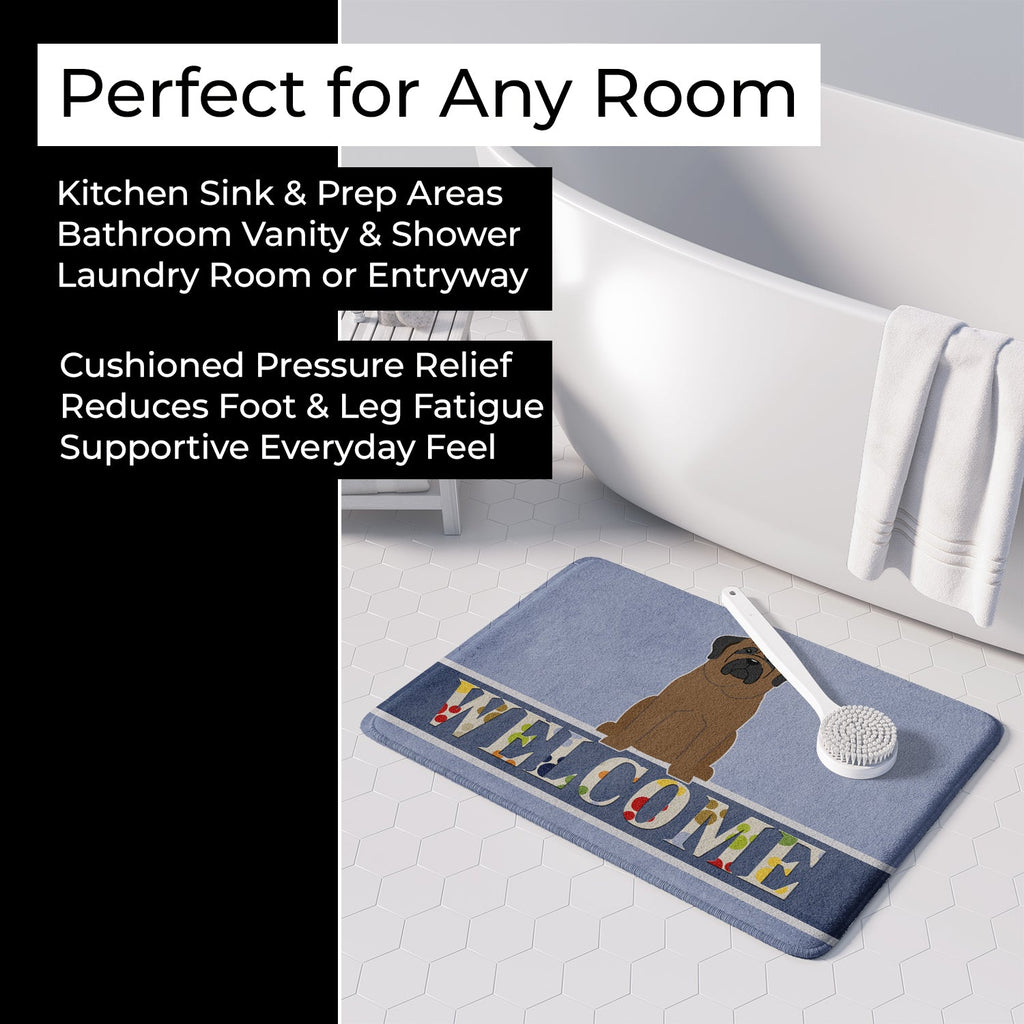 Bullmastiff Welcome Memory Foam Kitchen Mat Machine Washable Anti-Fatigue Cushion Comfort Bath or Kitchen Rug