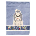 Shih Tzu Silver White Welcome House Flag 28x40 Porch Sleeve Pole Decorative Outside Yard Banner Artwork Wall Hanging, Polyester