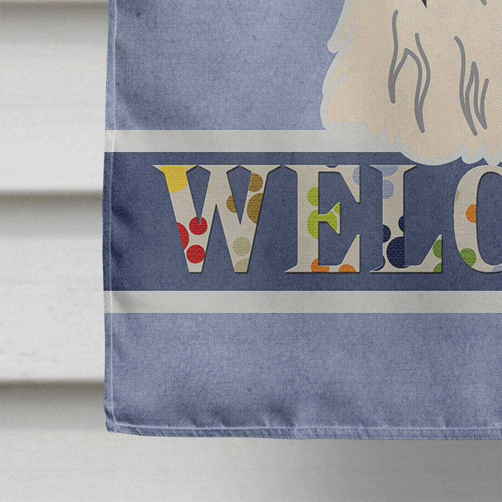 Shih Tzu Silver White Welcome House Flag 28x40 Porch Sleeve Pole Decorative Outside Yard Banner Artwork Wall Hanging, Polyester