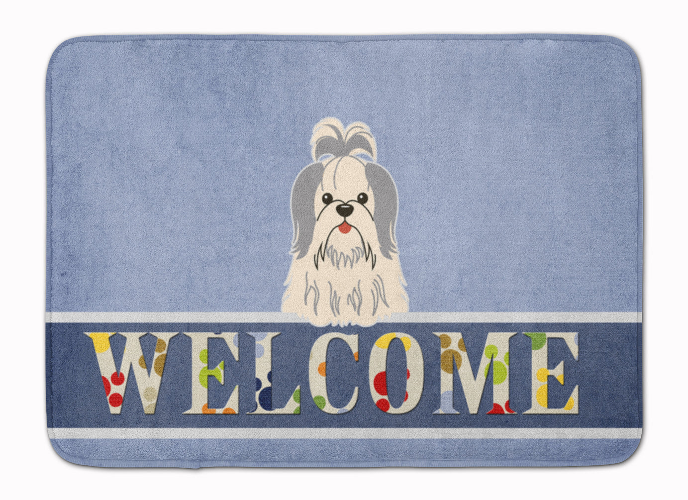 Shih Tzu Silver White Welcome Memory Foam Kitchen Mat Machine Washable Anti-Fatigue Cushion Comfort Bath or Kitchen Rug