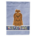 Shih Tzu Silver Chocolate Welcome House Flag 28x40 Porch Sleeve Pole Decorative Outside Yard Banner Artwork Wall Hanging, Polyester