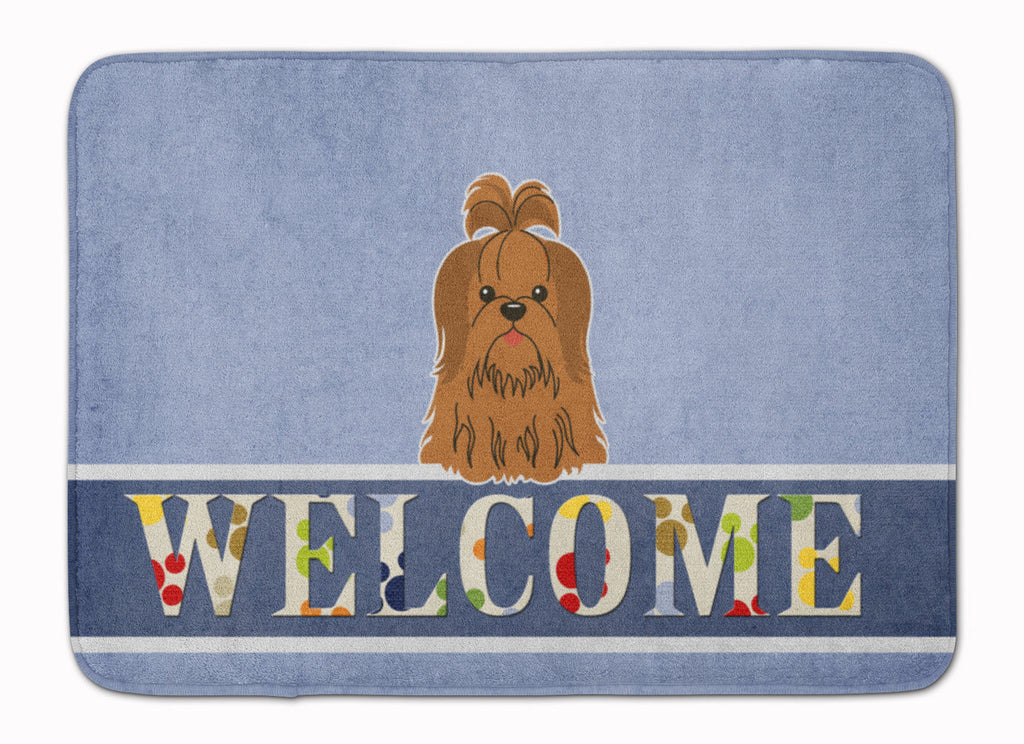 Shih Tzu Silver Chocolate Welcome Memory Foam Kitchen Mat Machine Washable Anti-Fatigue Cushion Comfort Bath or Kitchen Rug