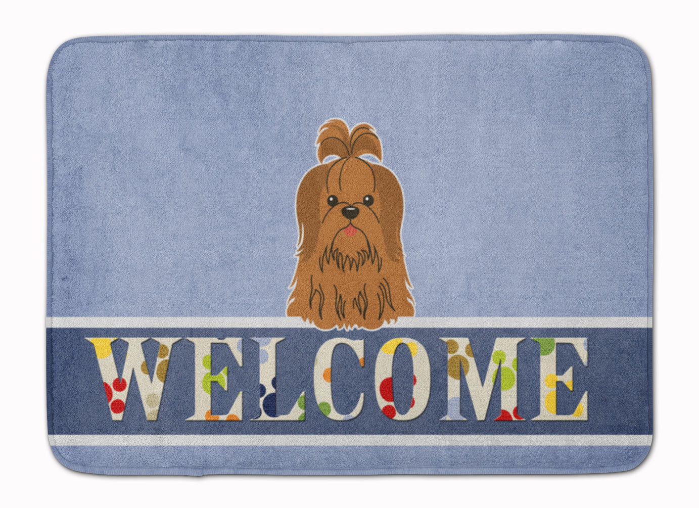 Shih Tzu Silver Chocolate Welcome Memory Foam Kitchen Mat Machine Washable Anti-Fatigue Cushion Comfort Bath or Kitchen Rug